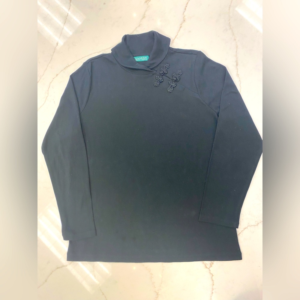 Ladies Ralph Lauren long sleeve black shirt with collar